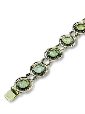 Vintage Sterling Silver Yemenite Roman Glass Bracelet 925